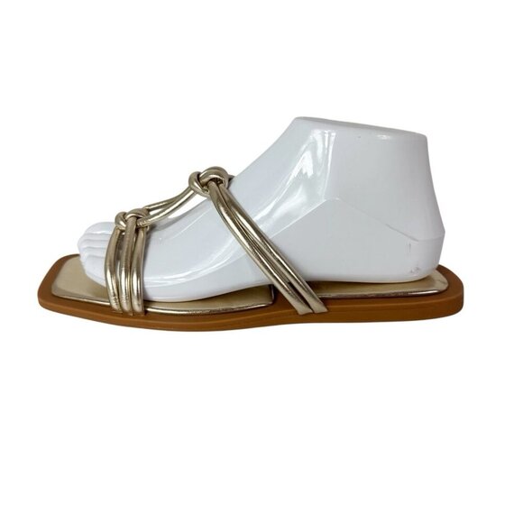 Azalea Wang Women's 8 Stetson Metallic Gold Slip On Square Toe Knot Sandals NWOB - Picture 2 of 13